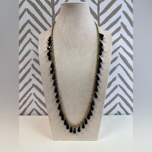Kate Spade Black & Gold Beaded Rope Chain Long Necklace